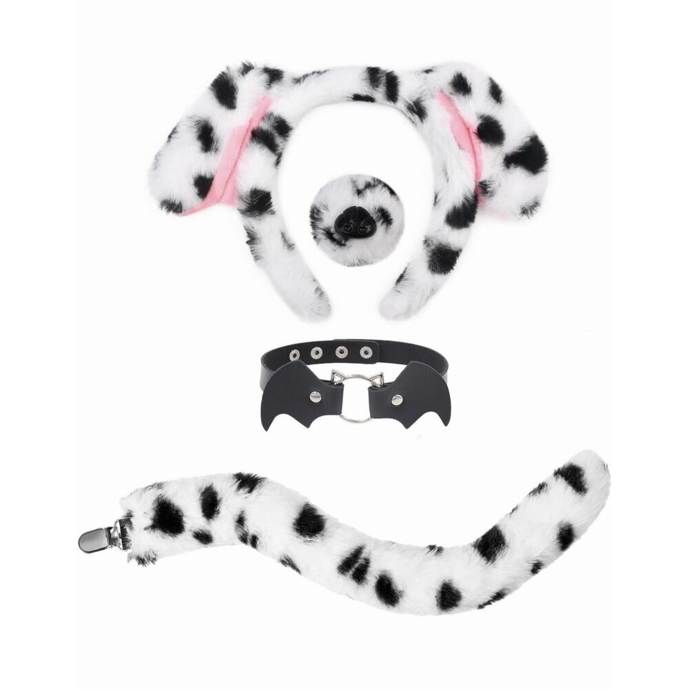 Adult Dalmatian Dog Costume Headband Nose Leash Tail